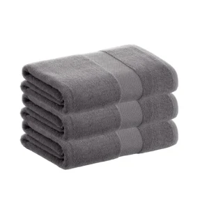 Toalla de Baño Grande Pack 3 Toallas Gris Ducha de Algodón Donegal 70x140 cm Algodón 100% de 500gr/m2 de Calidad con Secad...