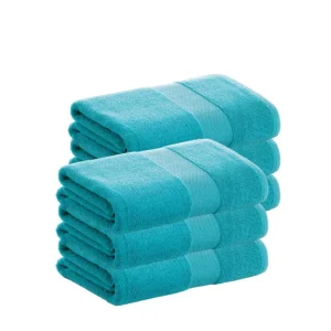 Toalla de Baño Grande Pack 6 Toallas Turquesa Lavabo de Algodón Donegal 50x100 cm Algodón 100% de 500gr/m2 de Calidad con...