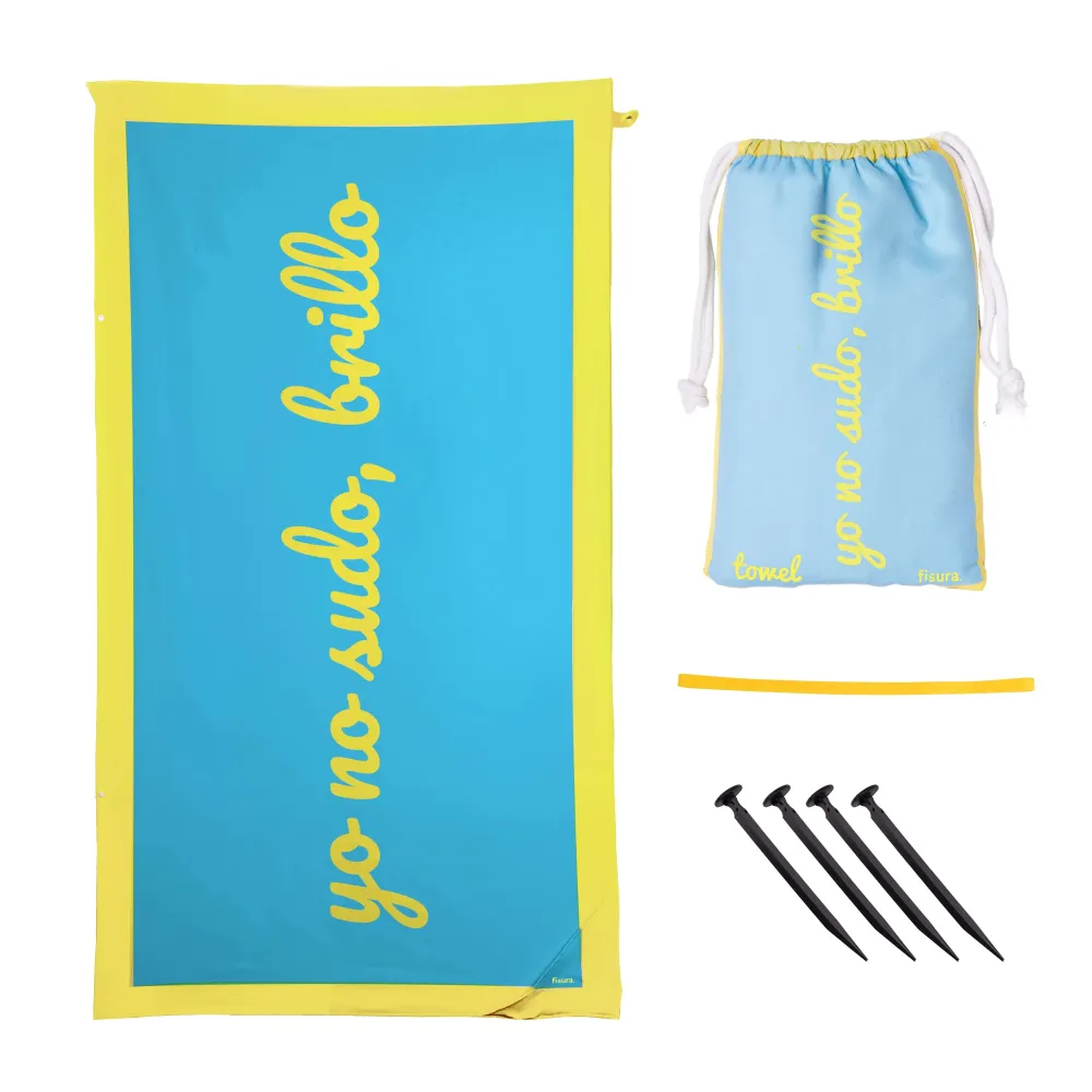 Toalla de Baño de Lujo Toalla playa "yo no sudo, brillo" azul y amarillo