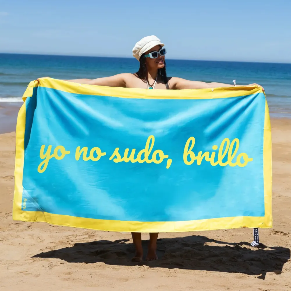 Toalla de Baño de Lujo Toalla playa "yo no sudo, brillo" azul y amarillo