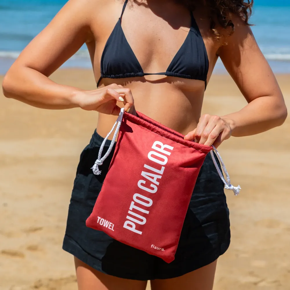 Toalla de Felpa Toalla playa "puto calor" rojo