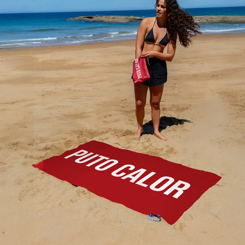 Toalla de Felpa Toalla playa "puto calor" rojo