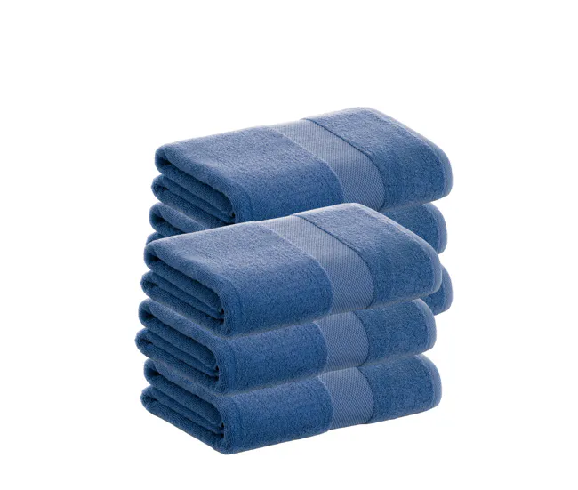 Toalla de Microfibra Pack 6 Toallas Azul Lavabo de Algodón Donegal 50x100 cm Algodón 100% de 500gr/m2 de Calidad con Secad...