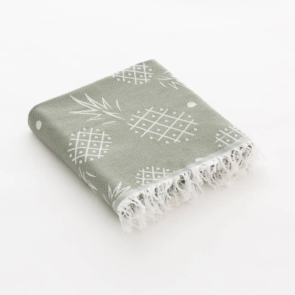 Toalla de Playa Fouta Algodón Suave con Flecos Piñas Tamaño 70x140 cm
