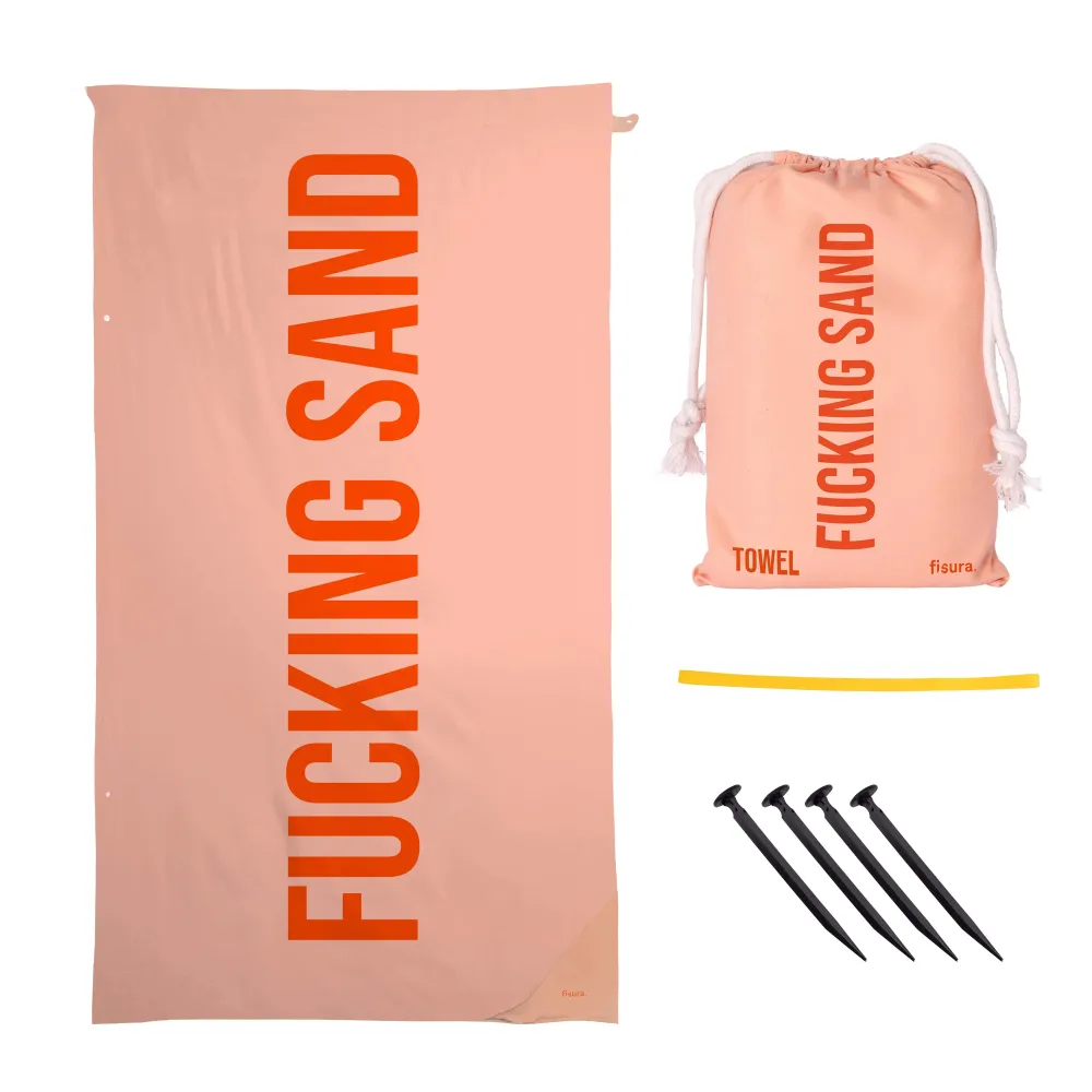 Toalla playa "fucking sand" naranja | Alta Absorción y Suavidad