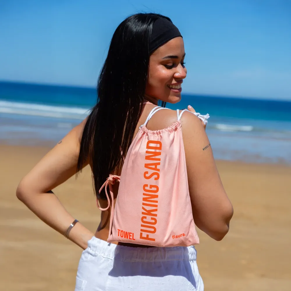 Toalla playa "fucking sand" naranja | Alta Absorción y Suavidad