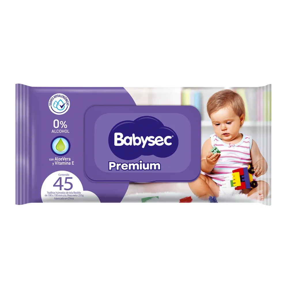 Algodón Egipcio Premium Babysec Toallitas Húmedas / 45 Unidades